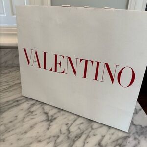 Valentino White Shopper Tote with Red Logo